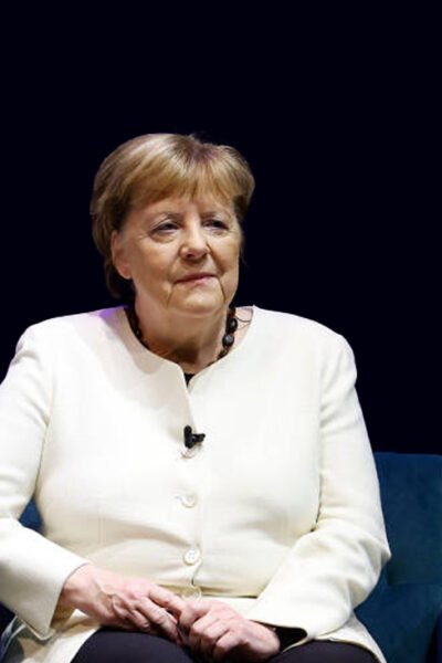 Angela Merkel speaking at a political event