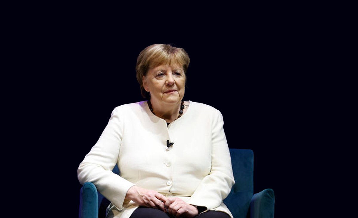 Angela Merkel speaking at a political event