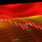 Deutsche Flagge und Börsenrückgang