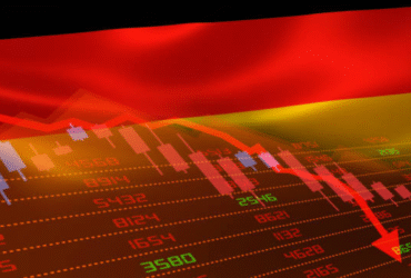 Deutsche Flagge und Börsenrückgang