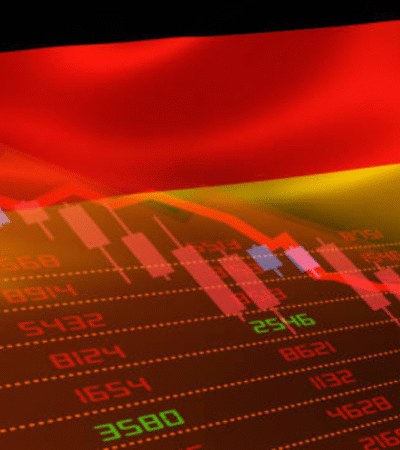 Deutsche Flagge und Börsenrückgang