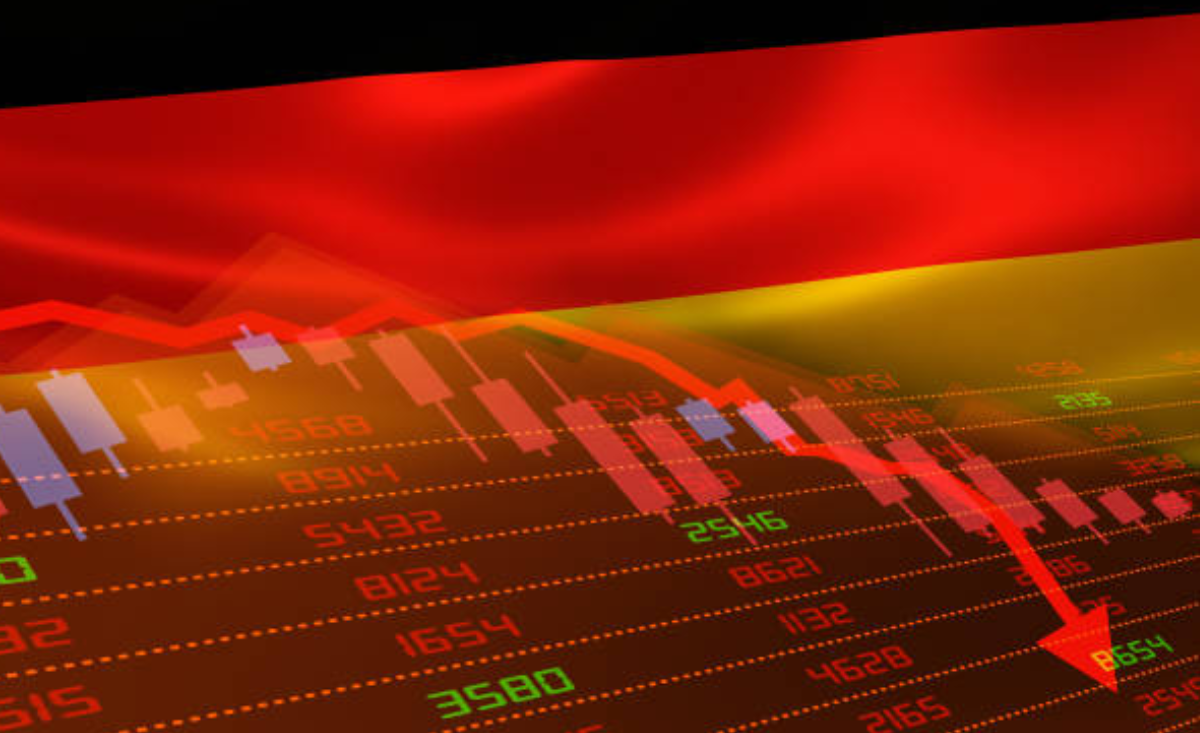 Deutsche Flagge und Börsenrückgang