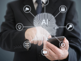 Bild-Alternativ-Tag: Geschäftsmann nutzt KI-Technologie
