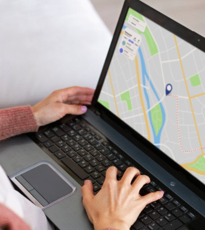 Navigation auf einer Laptop-Karte