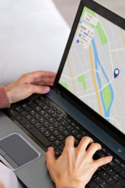 Navigation auf einer Laptop-Karte